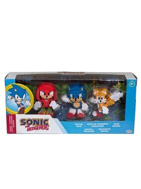 Sonic the Headgehog & Friends 8-Bit Digital 3 Pack Action Figures Knuckles Sonic